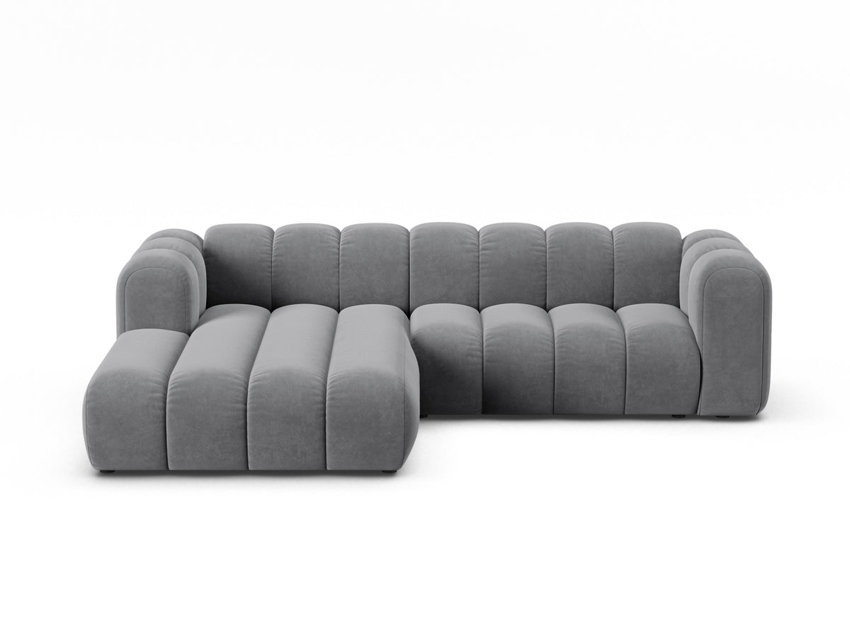 Lupine — Corner Sofa Grey (Salvador 17) Black Plastic Left