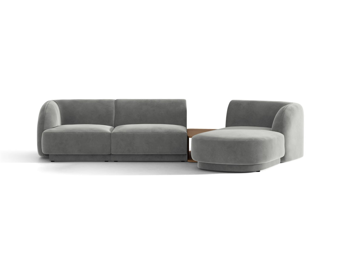 Miley — Sofa Light Grey (Venus 2929) Black Plastic Right