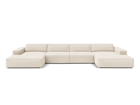Jodie — Panoramic Sofa Light Beige (Bluvel 22) Black Plastic