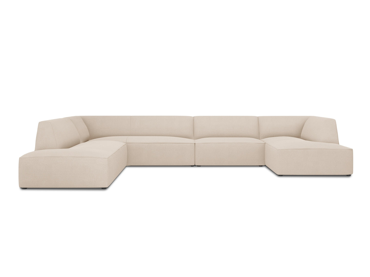 Ruby — Panoramic Sofa Beige (Ottawa 8) Black Plastic Left