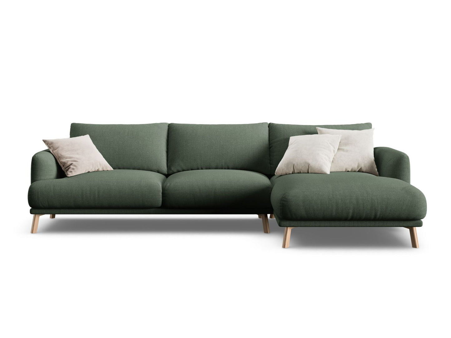 Naomi — Corner Sofa Moss Green (Liberty 12) Wood Right