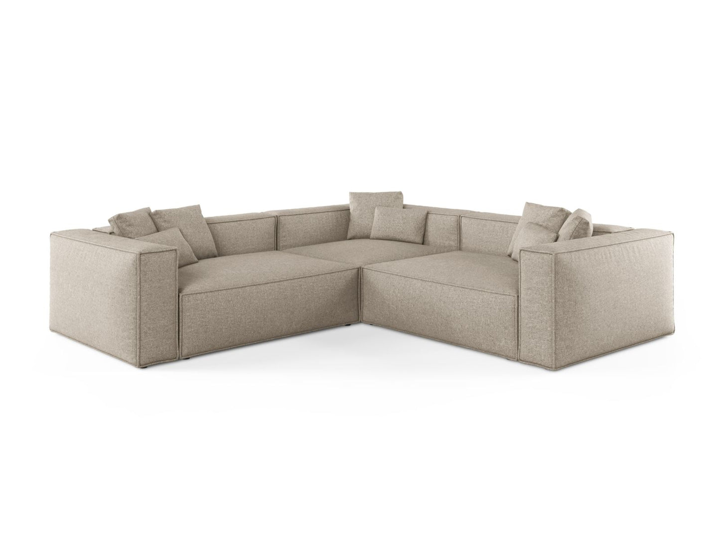 Aveiro — Corner Sofa Dark Beige (Eden 4 Beige) Black Plastic