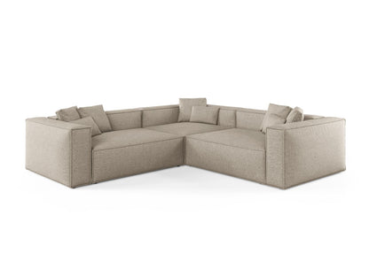 Aveiro — Corner Sofa Dark Beige (Eden 4 Beige) Black Plastic
