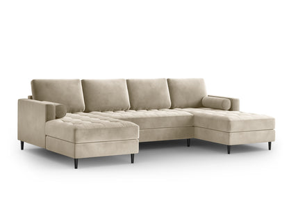 Aspen — Panoramic Sofa Dark Beige (Salvador 2) Black Chrome Metal