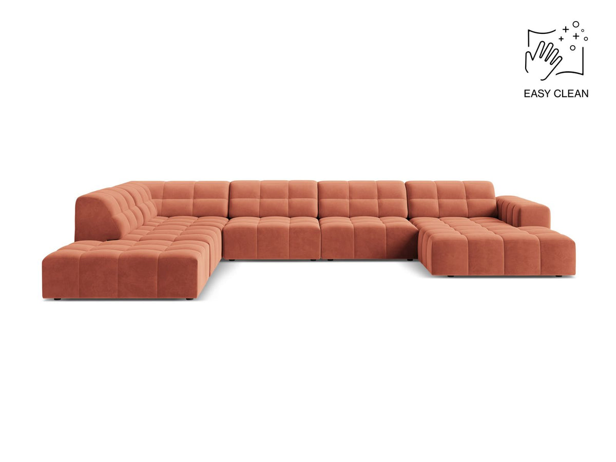 Jennifer — Panoramic Sofa Coral (Venus 2933) Black Plastic Left