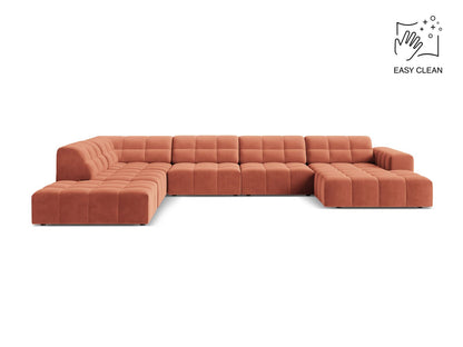 Jennifer — Panoramic Sofa Coral (Venus 2933) Black Plastic Left