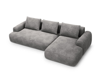 Calma — Corner Sofa Grey (Vogue 15) Black Plastic Right