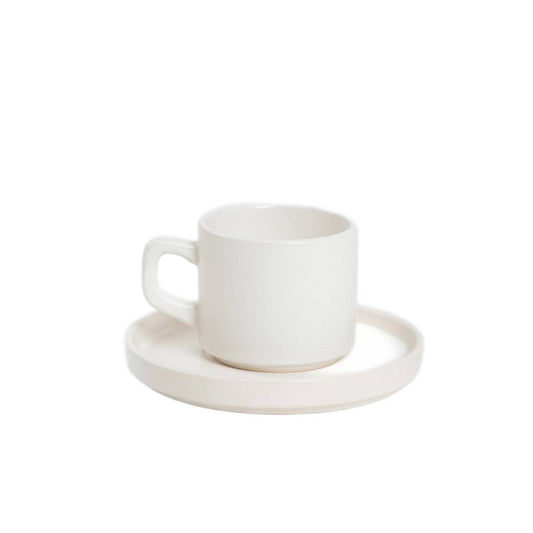 FAMELIO Ceramic Cup with Saucer White 200ml