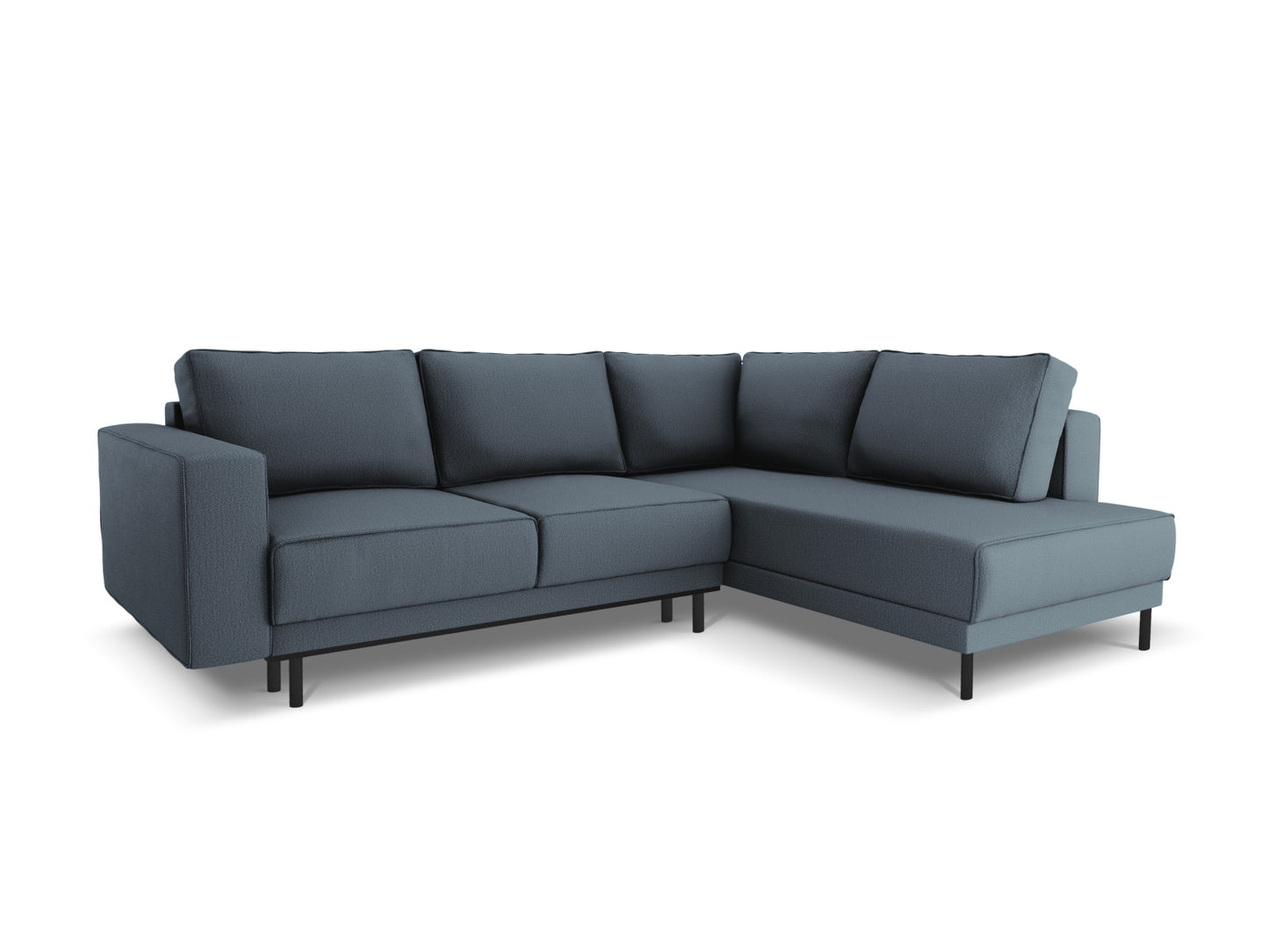 Caro — Corner Sofa Blue (Megan 361) Black Beech Wood Right
