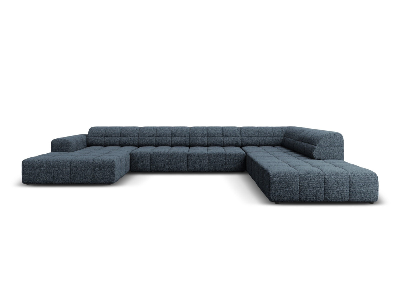 Chicago — Panoramic Corner Sofa Royal Blue (Haga 86) Black Plastic Right