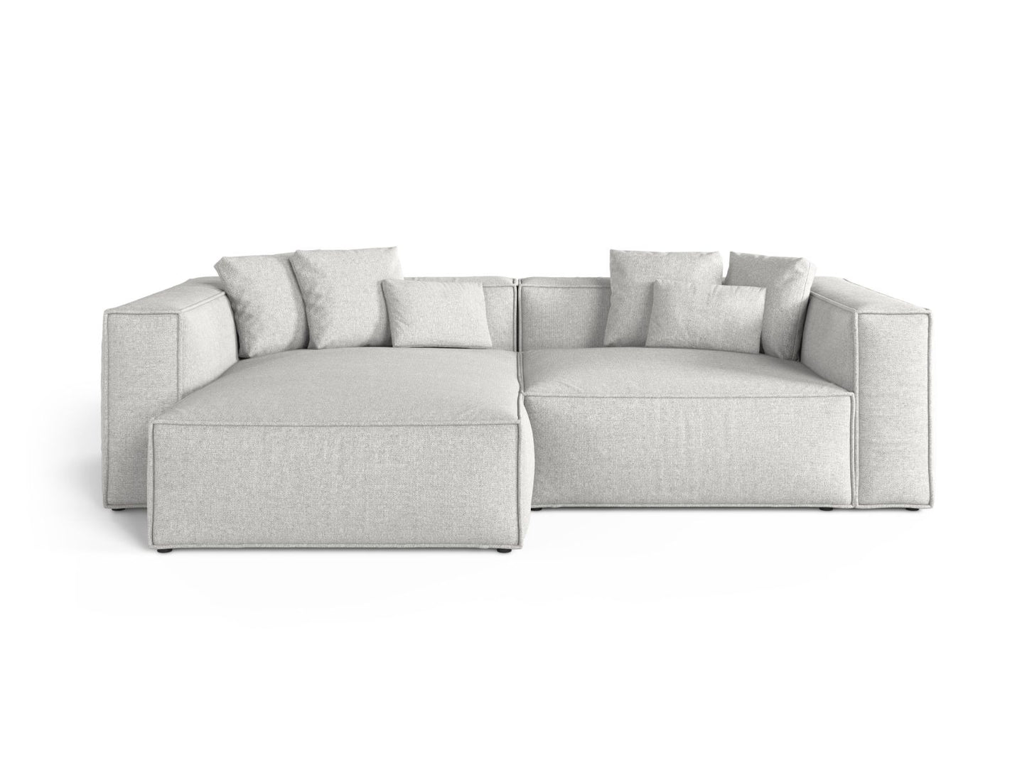 Aveiro — Corner Sofa Silver (Eden 17 Silver) Black Plastic Left