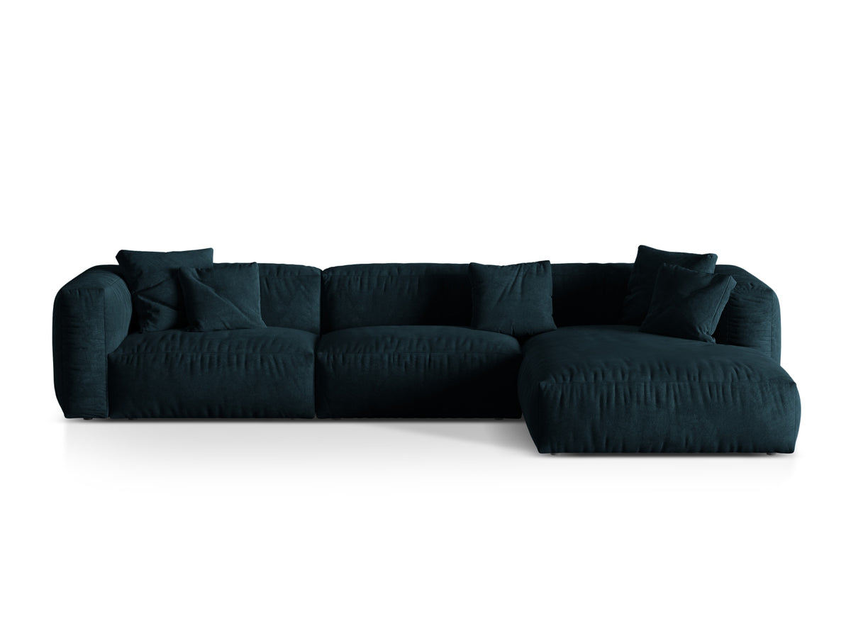 Martina — Corner Sofa Deep Petrol (Vogue 13) Black Plastic Right