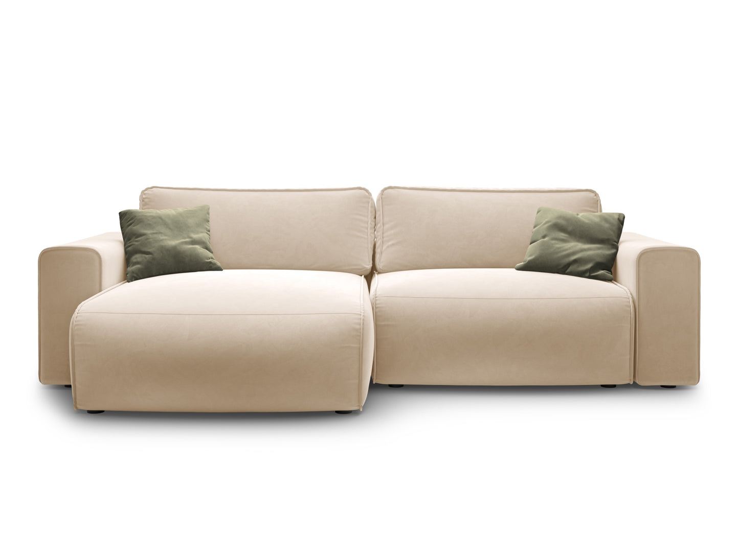 Victor — Corner Sofa Nude (Paris Beige) Black Plastic Left