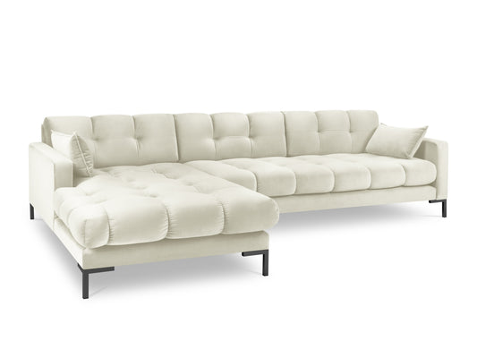 Mamaia — Corner Sofa Light Beige (Bluvel 22) Black Metal Left