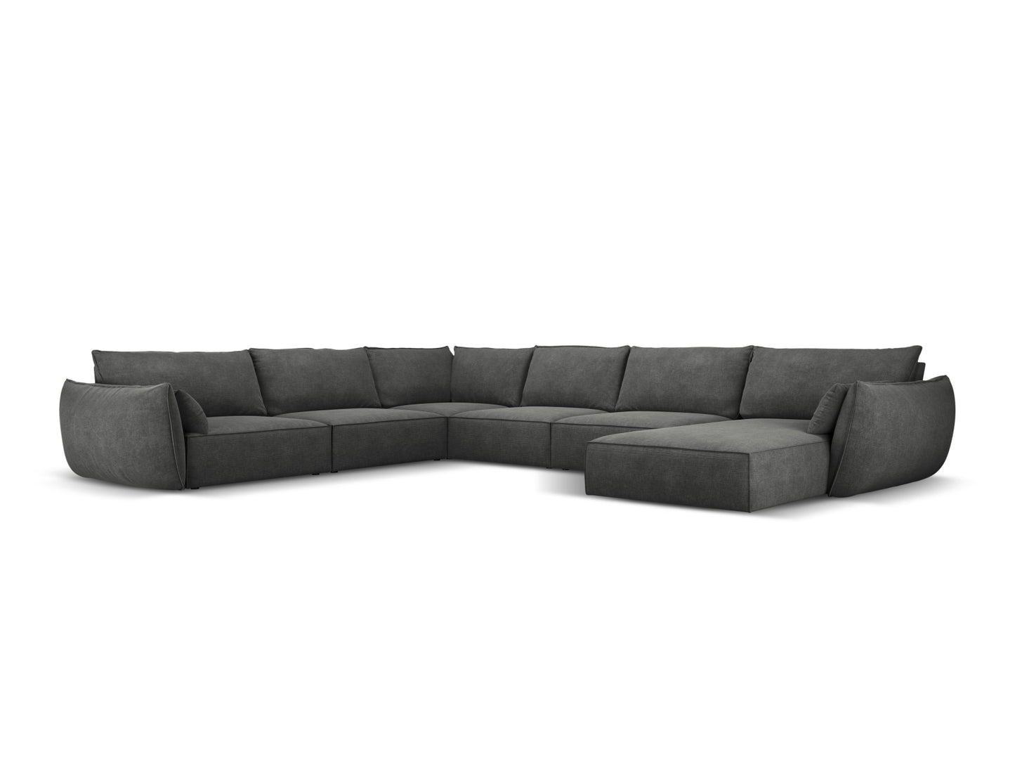 Kaelle — Panoramic Sofa Dark Grey (Over The Horizon 97) Black Plastic Left