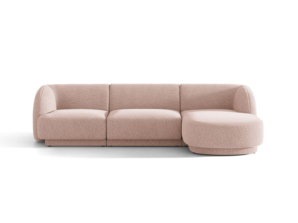 Miley — Corner Sofa Powder Pink (Baloo 2072) Black Plastic Right