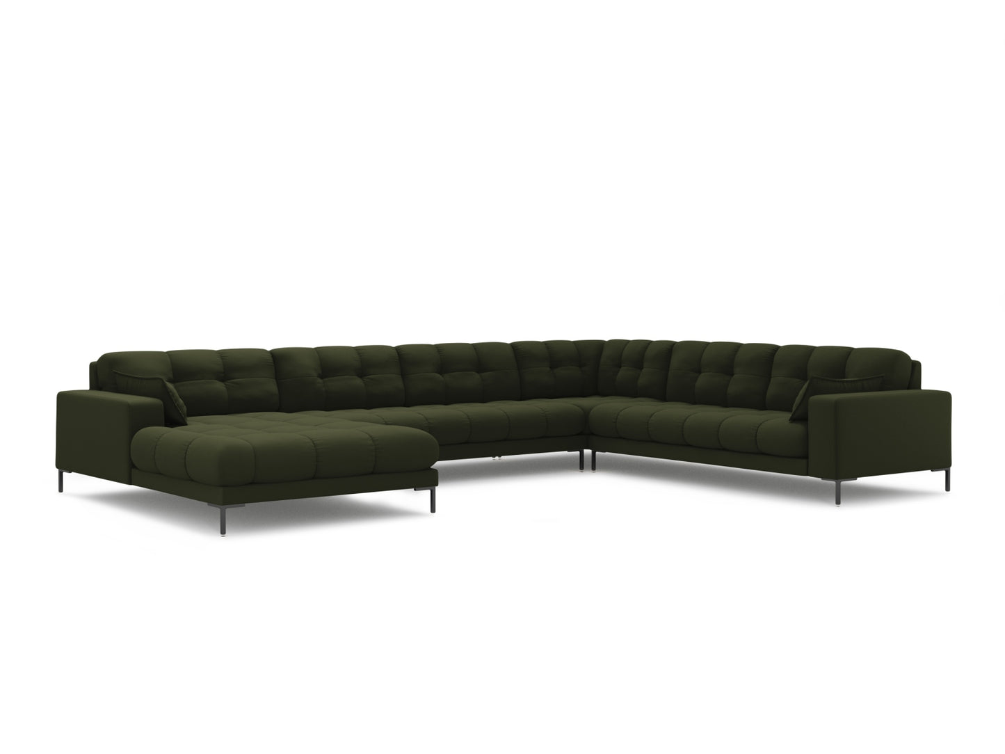 Mamaia — Panoramic Sofa Green (Neve 39) Black Metal Right