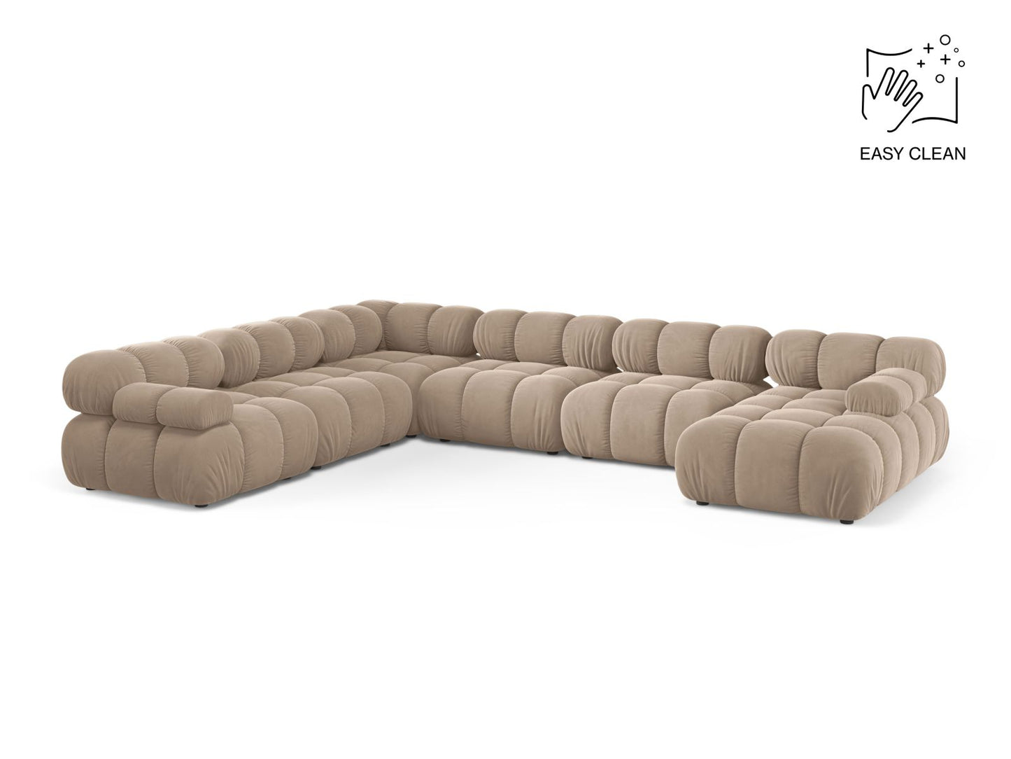 Bellis — Panoramic Sofa Beige (Venus 2928) Black Plastic Left