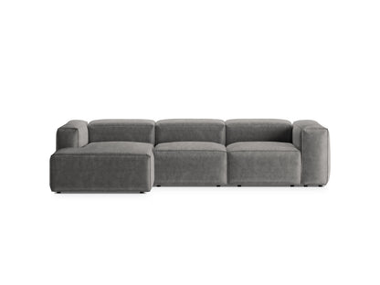 Bergamo — Corner Sofa Light Grey (Perla 30) Black Plastic Left