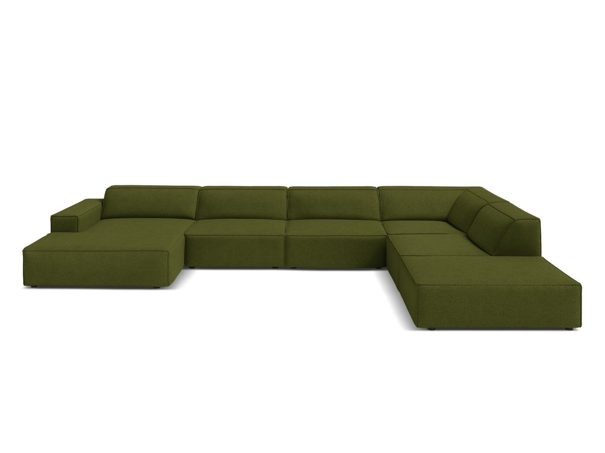 Jodie — Panoramic Sofa Dark Olive Green (Baloo 2090) Black Plastic Right