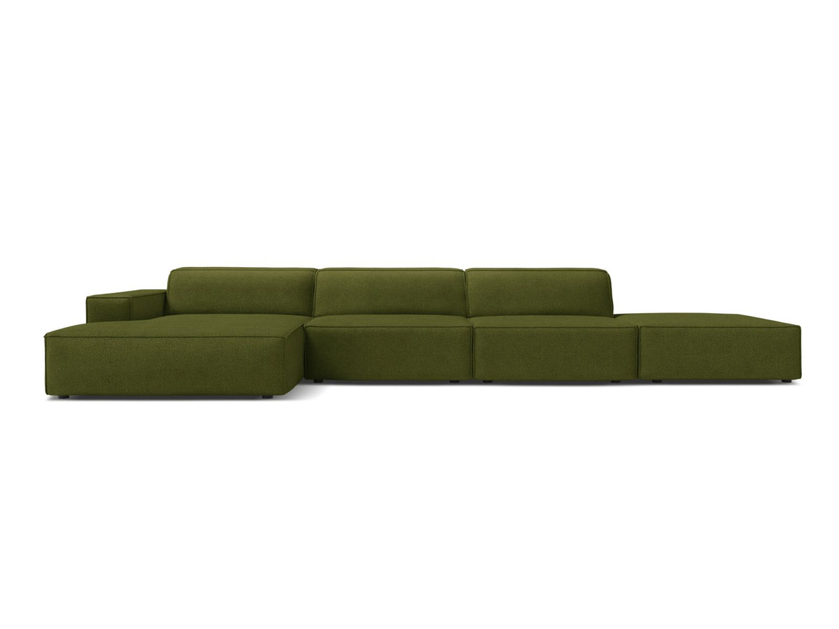 Jodie — Corner Sofa Dark Olive Green (Baloo 2090) Black Plastic Left