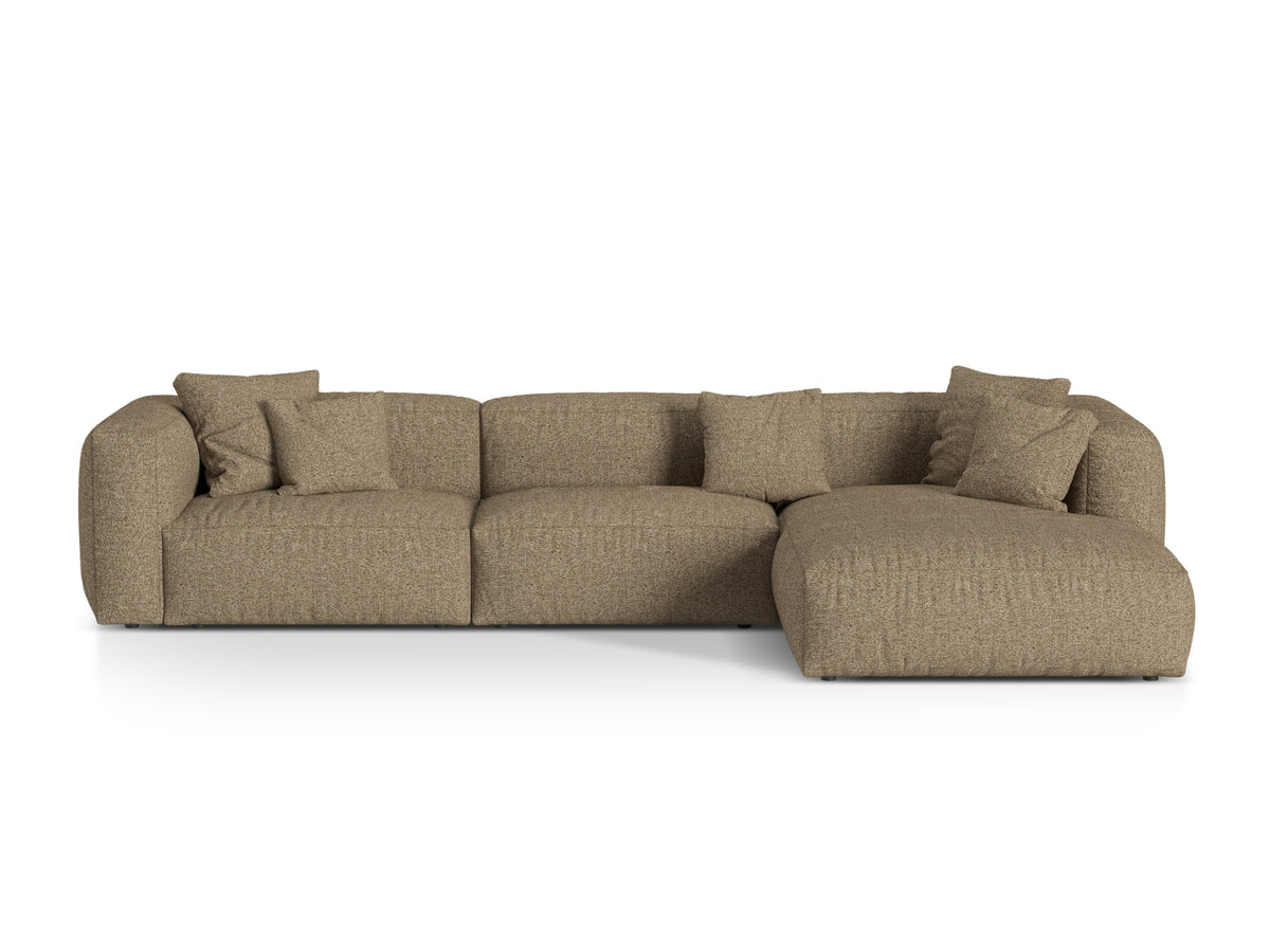 Martina — Corner Sofa Cappuccino (Monet Cappucino) Black Plastic Right