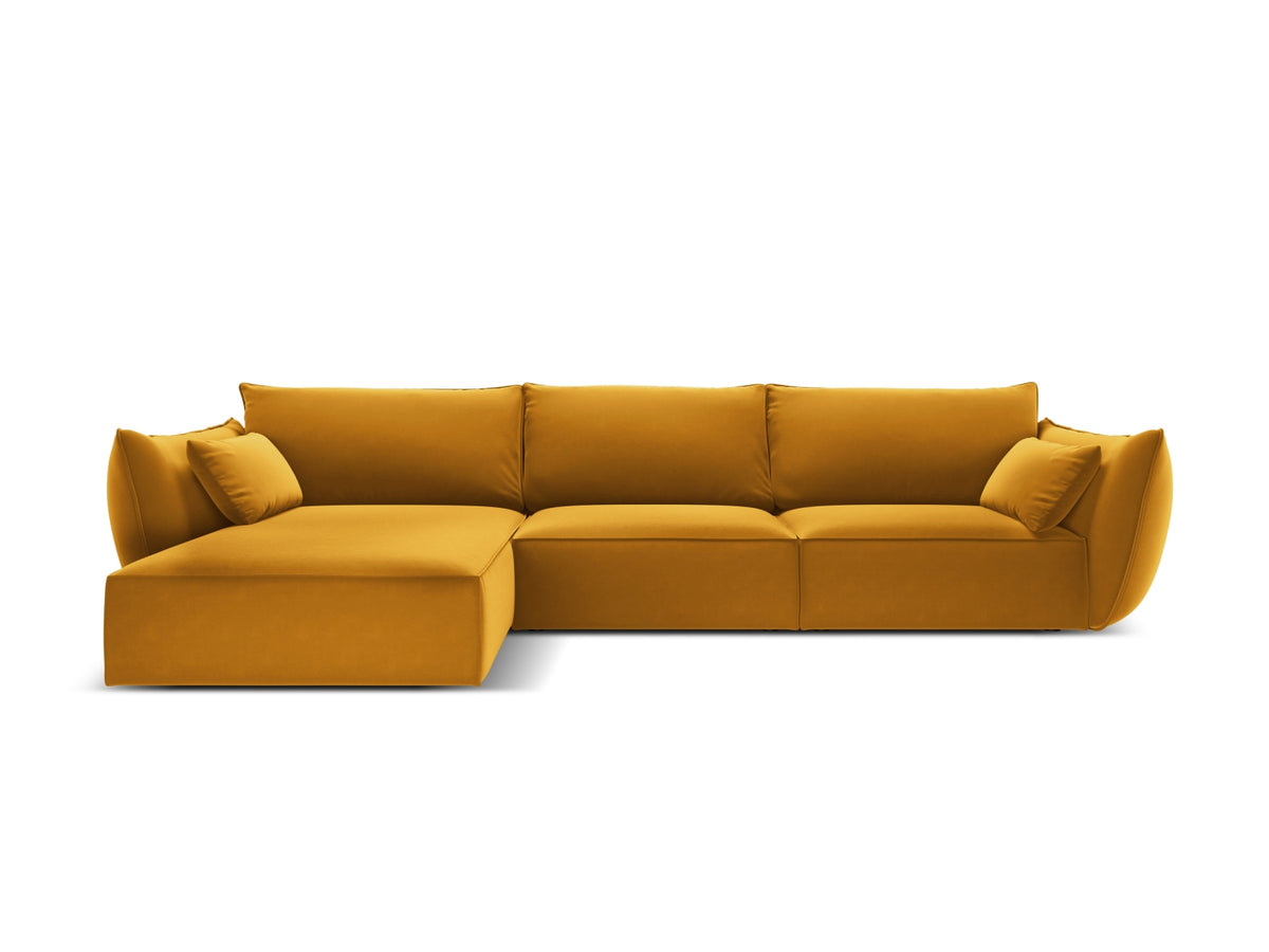 Kaelle — Corner Sofa Yellow (Bluvel 68) Black Plastic Left