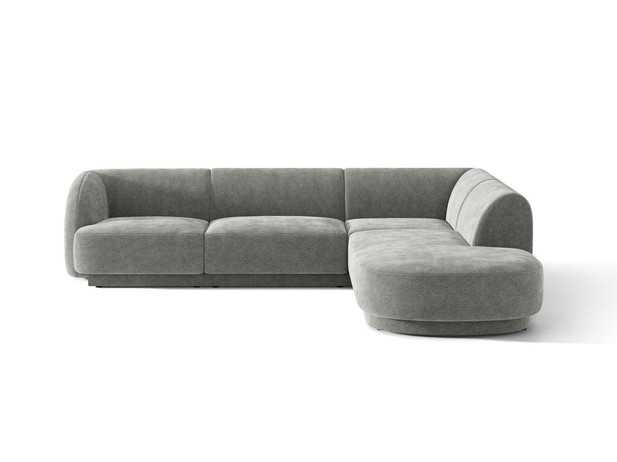 Miley — Corner Sofa Light Grey (Eden 18 Grey) Black Plastic Right