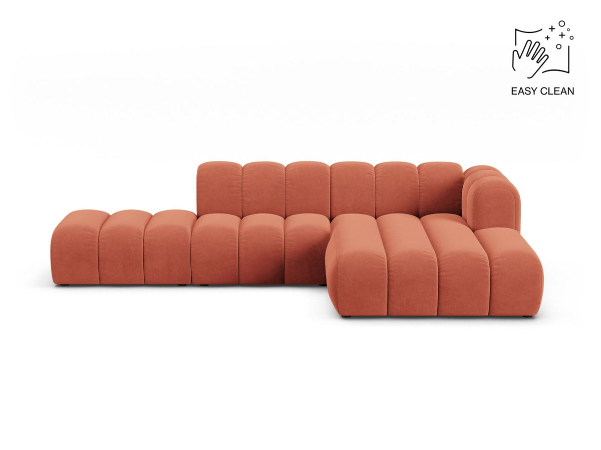 Lupine — Corner Sofa Coral (Venus 2933) Black Plastic Right