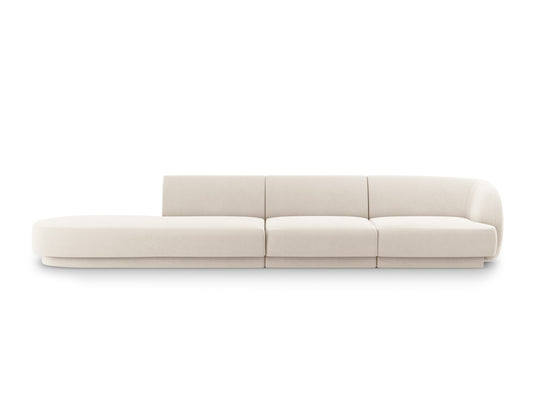 Miley — Sofa Light Beige (Bluvel 22) Black Plastic Left