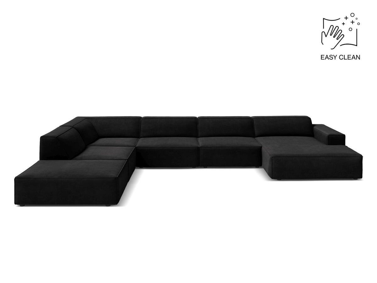 Jodie — Panoramic Sofa Black (Venus 2923) Black Plastic Left