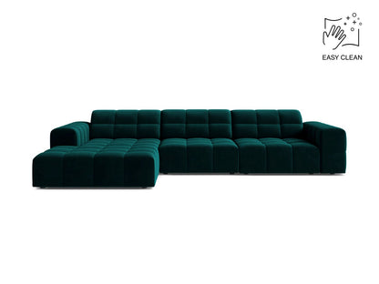 Jennifer — Corner Sofa Deep Petrol (Venus 2911) Black Plastic Left