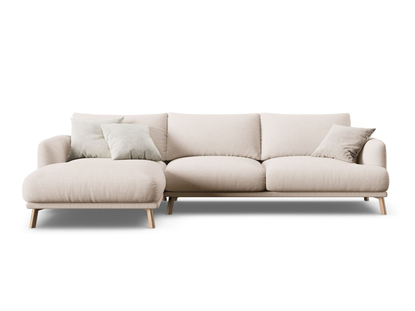 Naomi — Corner Sofa Beige (Liberty 2) Wood Left