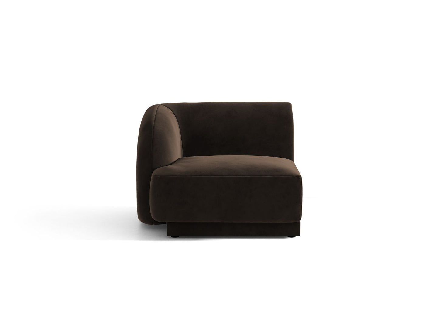 Miley — Modular Sofa Dark Brown (Bluvel 48) Black Plastic Left