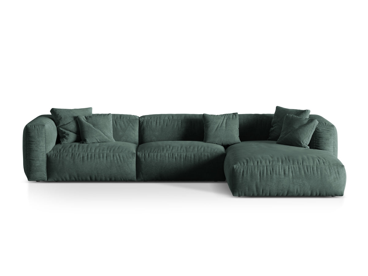 Martina — Corner Sofa Petrol (Vogue 12) Black Plastic Right