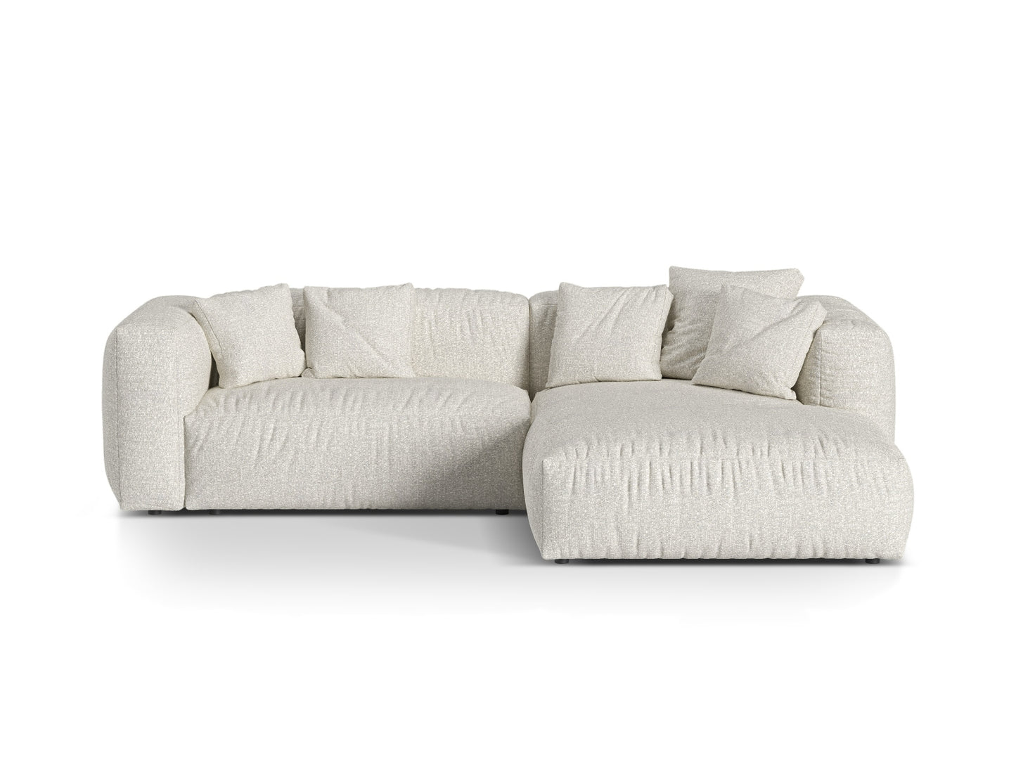 Martina — Corner Sofa Grey Beige Melange (Monet Pearl) Black Plastic Right