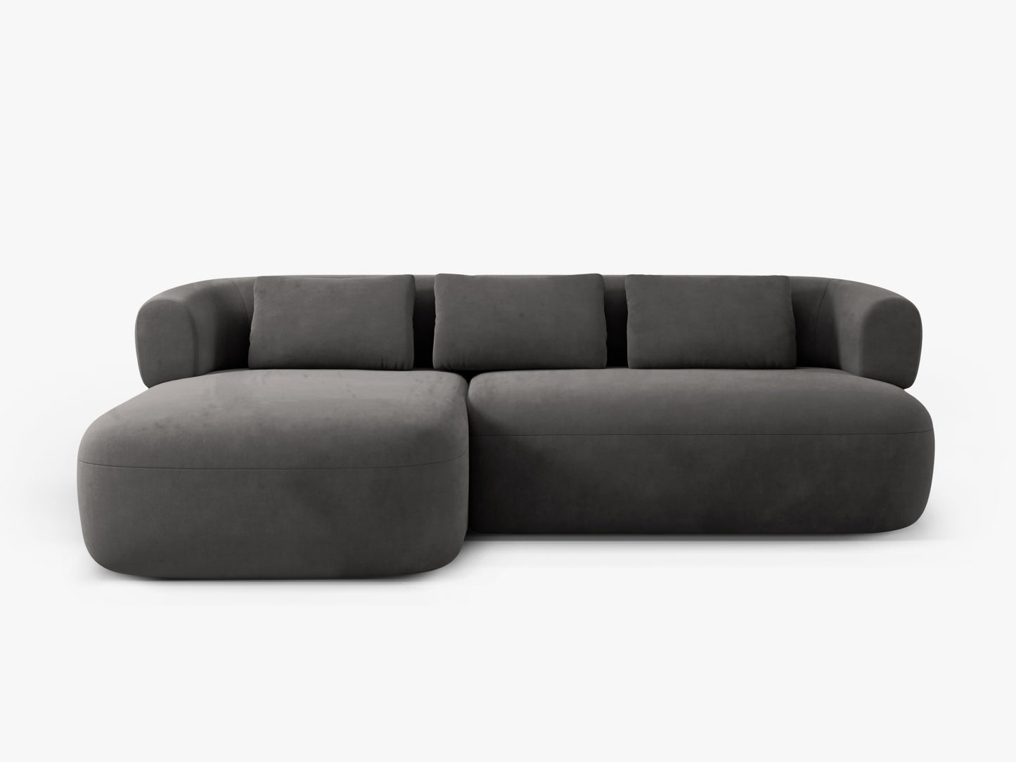 Jenny — Corner Sofa Dark Grey (Salvador 18) Black Plastic Left