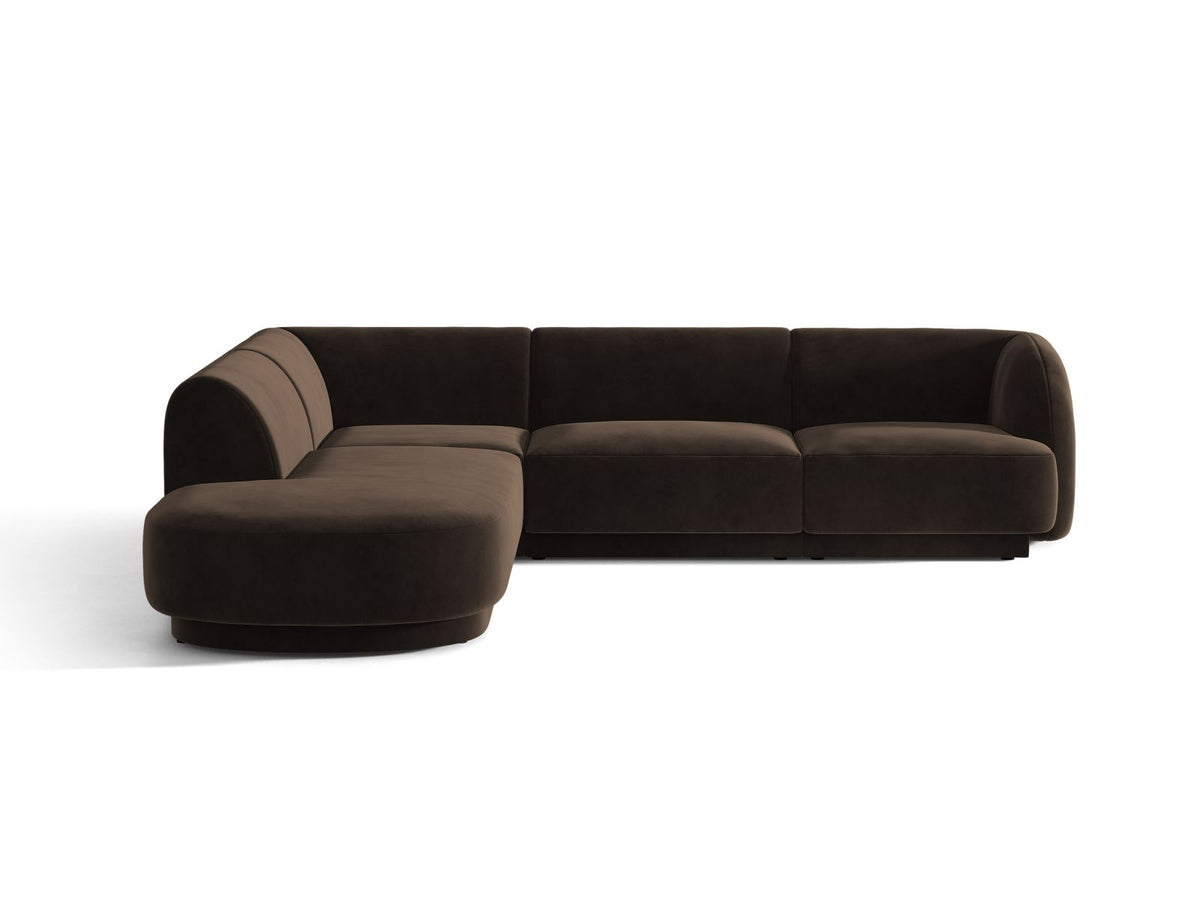 Miley — Corner Sofa Dark Brown (Bluvel 48) Black Plastic Left