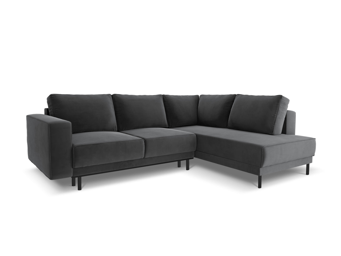 Caro — Corner Sofa Grey (Bluvel 14) Black Beech Wood Right