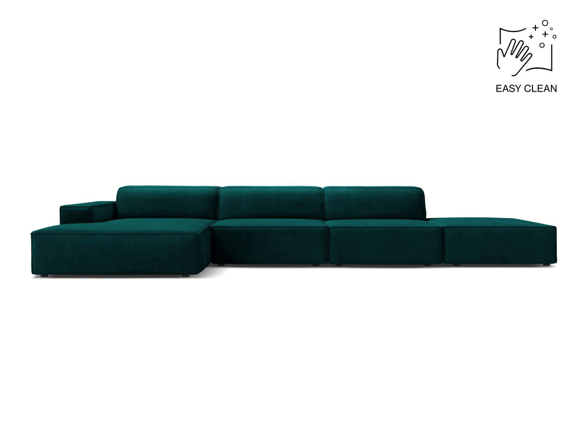 Jodie — Corner Sofa Deep Petrol (Venus 2911) Black Plastic Left