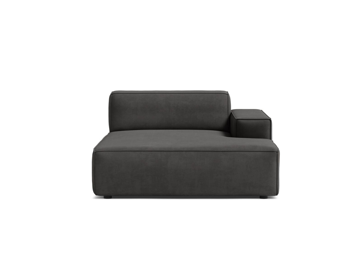 Jodie — Chaise Longue Grey (Bluvel 14) Black Plastic Right