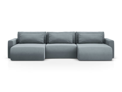 Belfast — Panoramic Sofa Blue Grey (Magic Velvet 2224) Black Plastic
