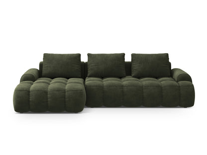 Linz — Corner Sofa Green (Vogue 11) Black Plastic Left