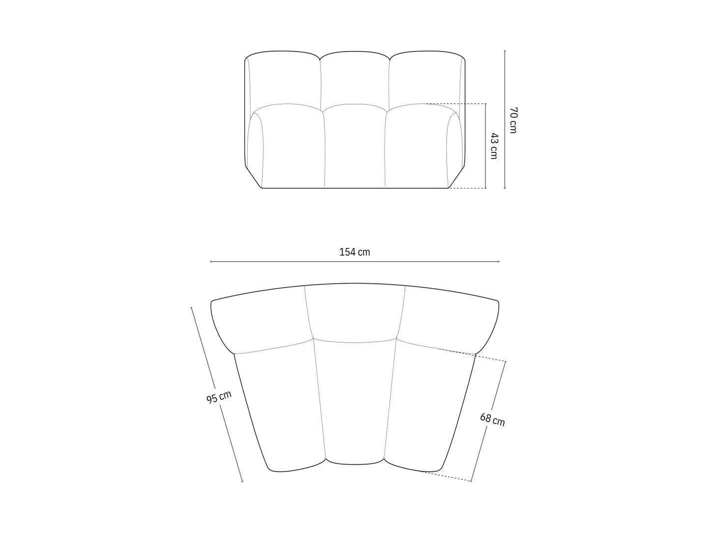 Lupine — modulinė sofa (154,0 x 95,0 x 70,0 cm)