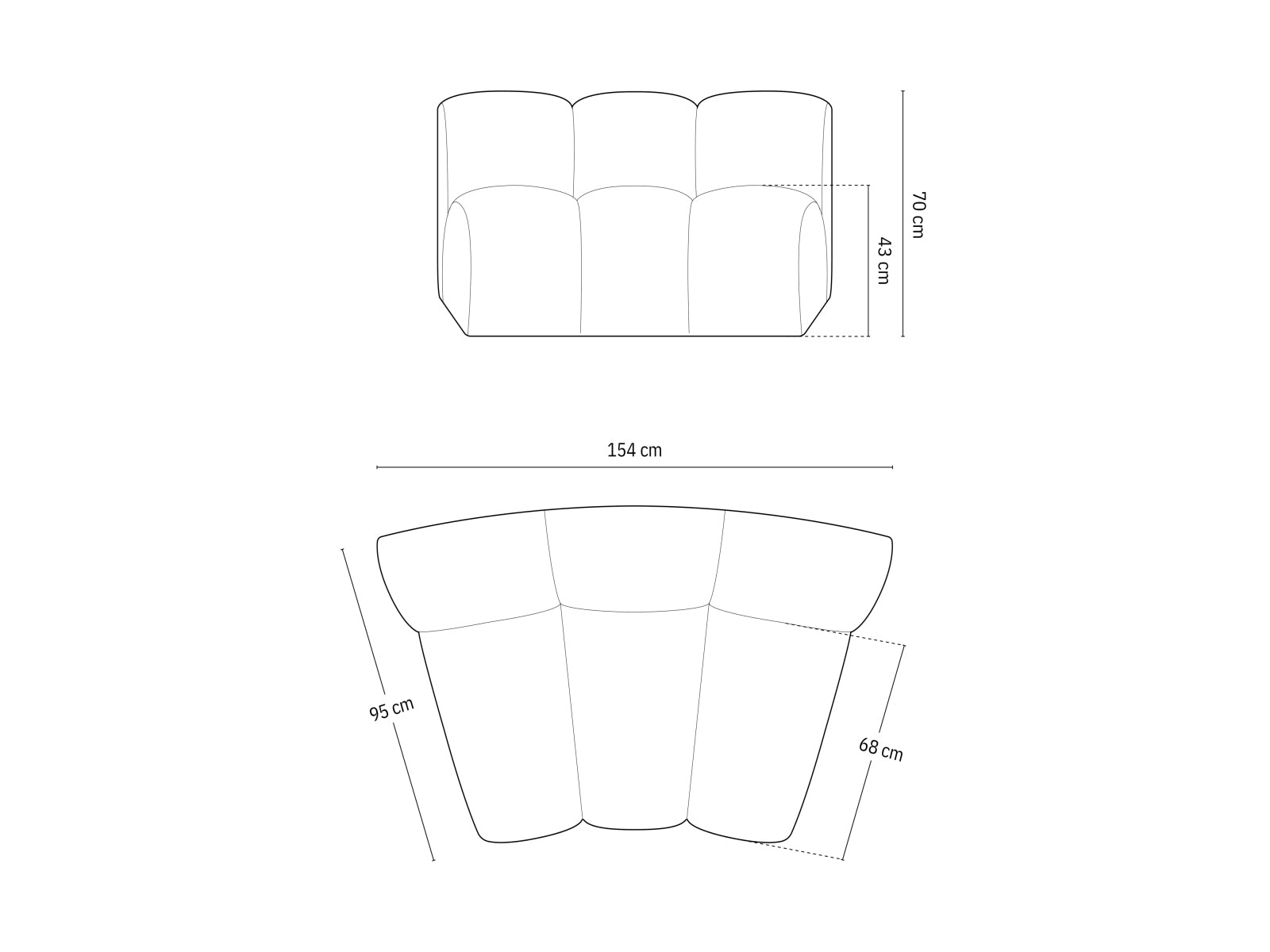 Lupine — modulinė sofa (154,0 x 95,0 x 70,0 cm)