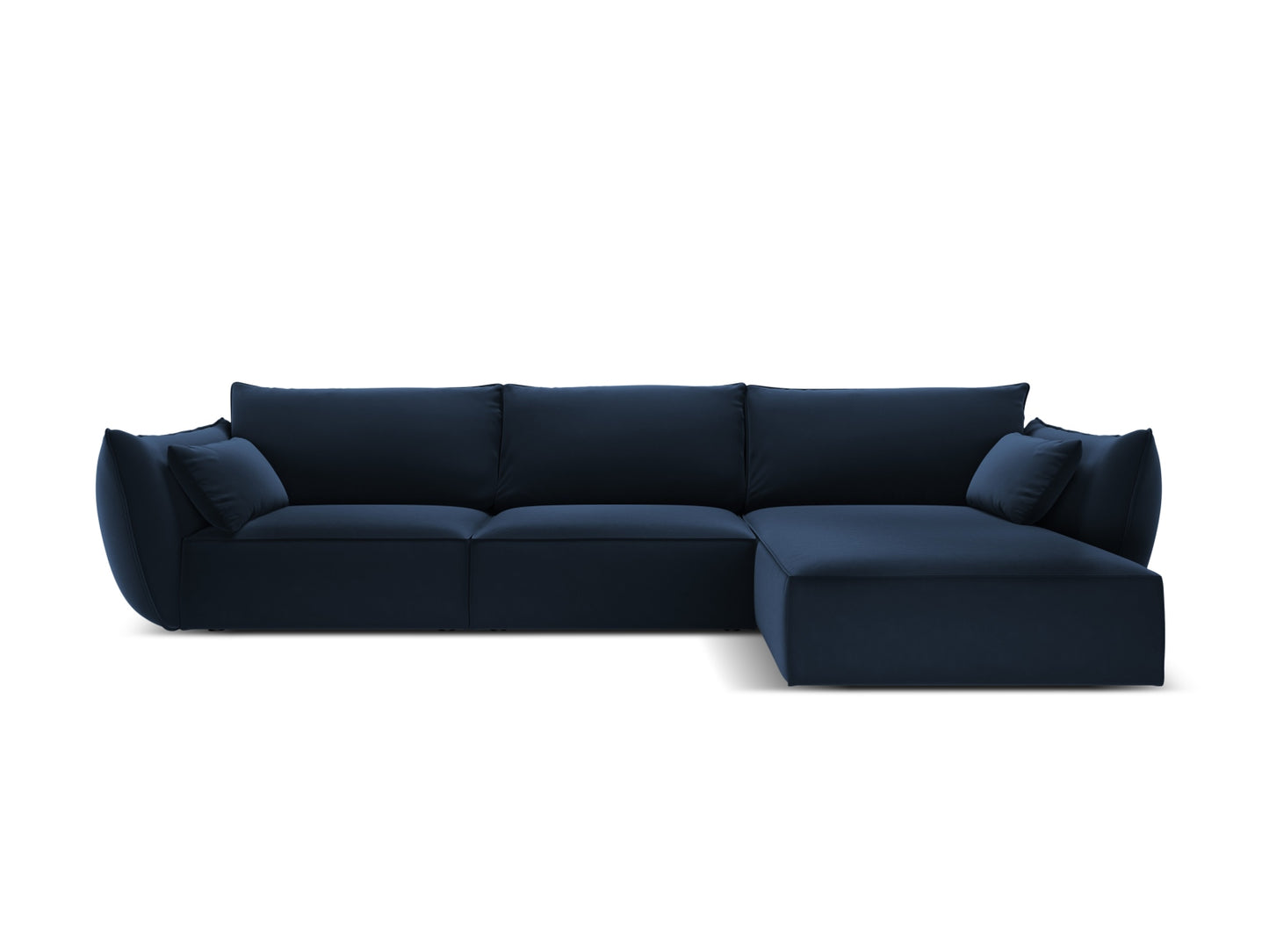 Kaelle — Corner Sofa Royal Blue (Bluvel 86) Black Plastic Right