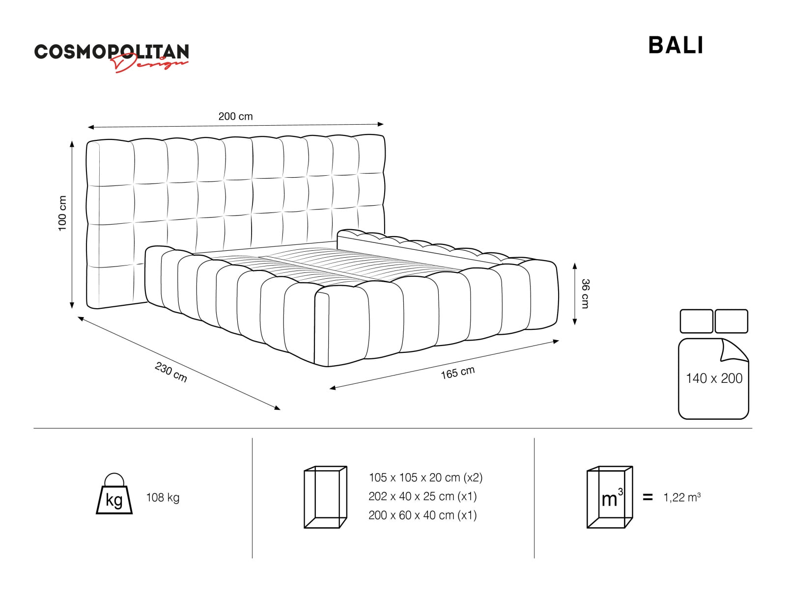 Bali — Bed (230x200x100 cm)