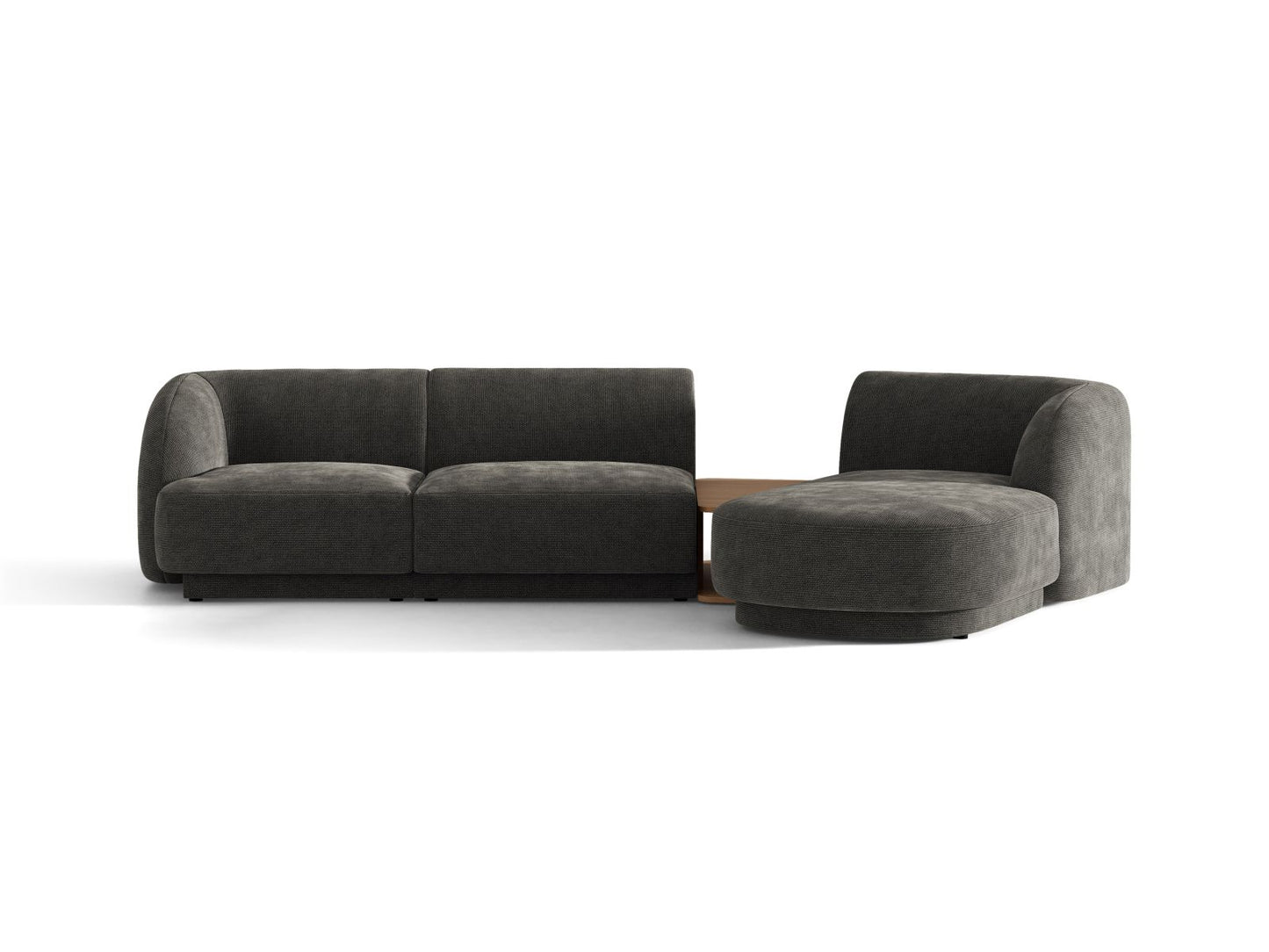 Miley — Sofa Dark Grey (Eden 20 Graphite) Black Plastic Right