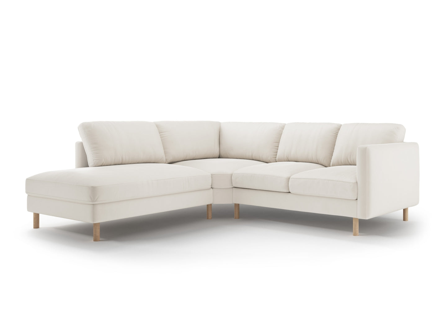 Eden — Corner Sofa Beige (Paris Cream) Natural Oak Wood Left