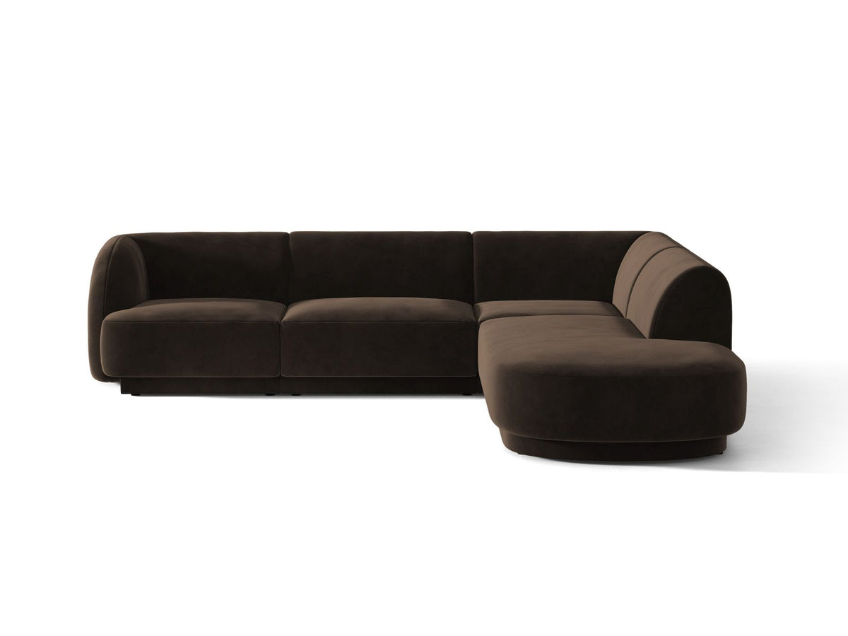 Miley — Corner Sofa Dark Brown (Bluvel 48) Black Plastic Right